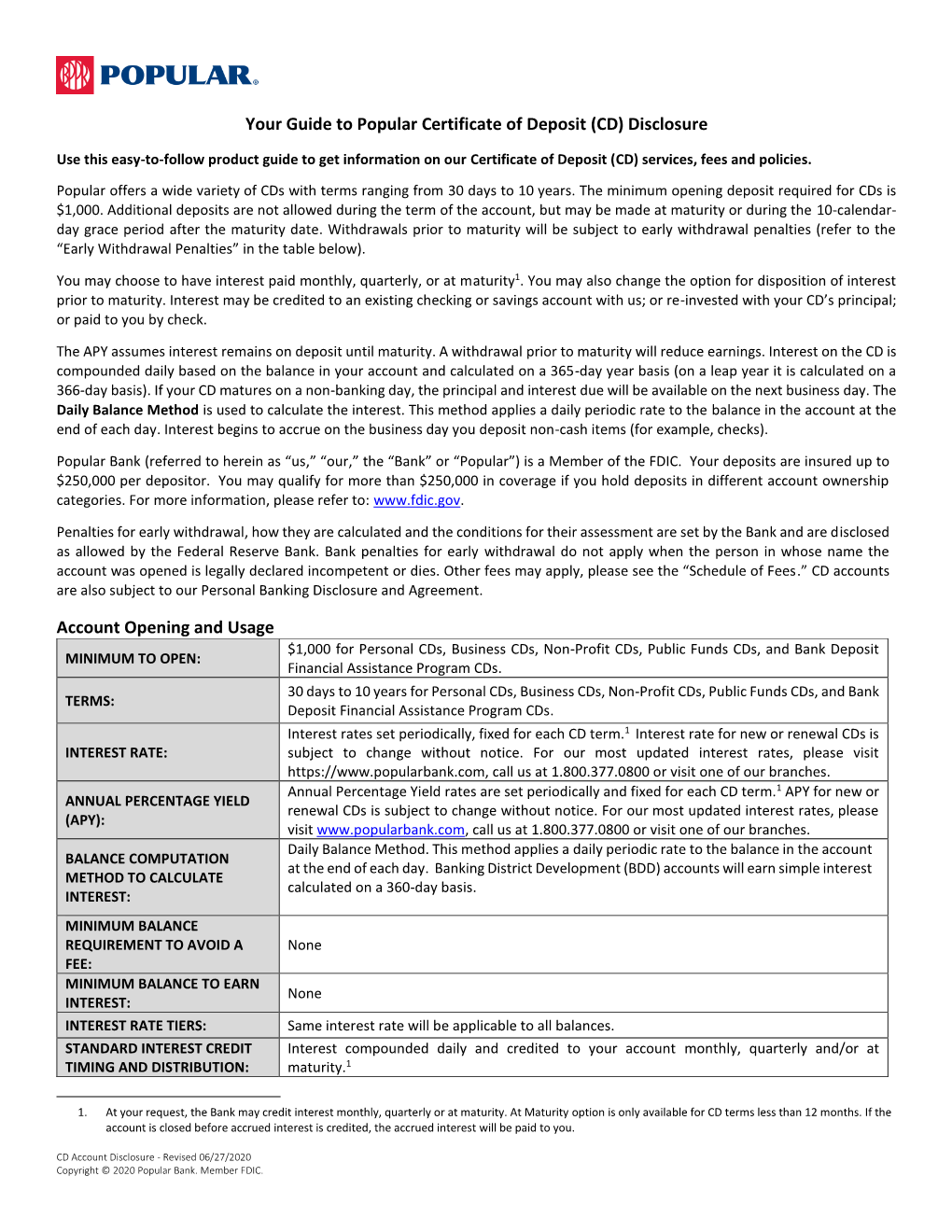 Your Guide to Popular Certificate of Deposit (CD) Disclosure Account