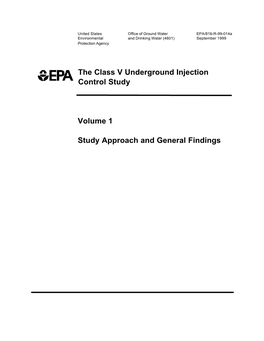 The Class V Underground Injection Control Study