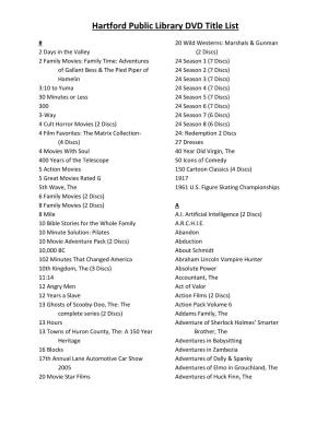 Hartford Public Library DVD Title List