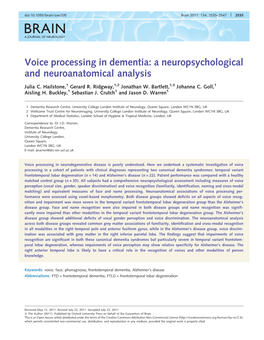 A Neuropsychological and Neuroanatomical Analysis