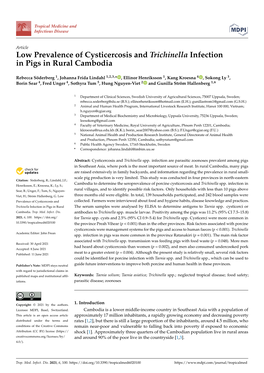 Low Prevalence of Cysticercosis and Trichinella Infection in Pigs in Rural Cambodia