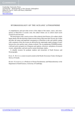 Hydrogeology of the Oceanic Lithosphere Edited by Earl E
