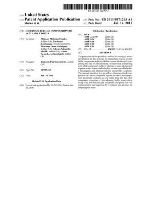 (12) Patent Application Publication (10) Pub. No.: US 2011/0171295 A1 Shafee Et Al