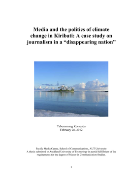 Media and the Politics of Climate Change in Kiribati: a Case Study on Journalism in a “Disappearing Nation”