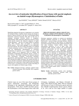 An Overview of Molecular Identification of Insect Fauna with Special Emphasis on Chalcid Wasps (Hymenoptera: Chalcidoidea) of India