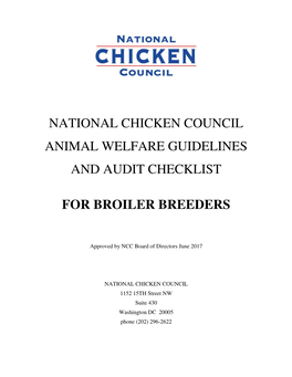 National Chicken Council's Broiler Breeder Welfare Guidelines