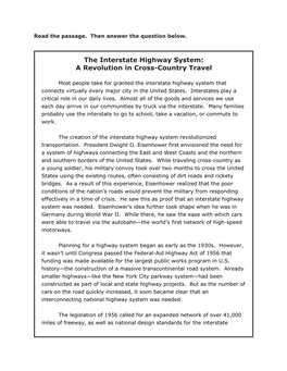 The Interstate Highway System: a Revolution in Cross-Country Travel