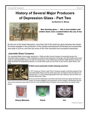 History of Several Major Producers of Depression Glass - Part Two by Barbara E