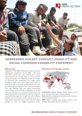 Addressing Violent Conflict, Fragility and Social Cohesion Capability Statement