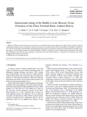 Depositional Setting of the Middle to Late Miocene Yecua Formation of the Chaco Foreland Basin, Southern Bolivia