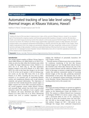 Automated Tracking of Lava Lake Level Using Thermal Images at Kīlauea Volcano, Hawai’I Matthew R