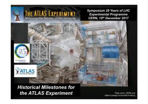 Historical Milestones for the ATLAS Experiment