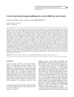 Levels of Persistent Organic Pollutants in Several Child Day Care Centers