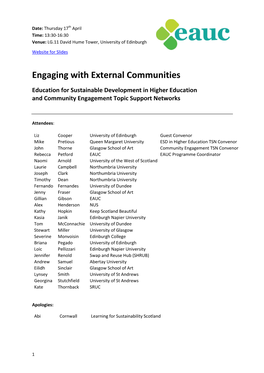 Engaging with External Communities
