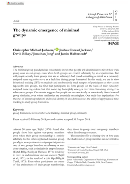 The Dynamic Emergence of Minimal Groups