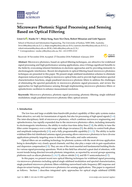 Microwave Photonic Signal Processing and Sensing Based on Optical Filtering