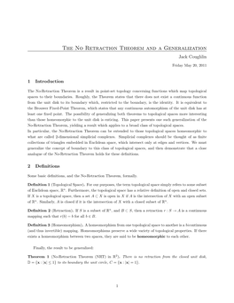 The No Retraction Theorem and a Generalization Jack Coughlin