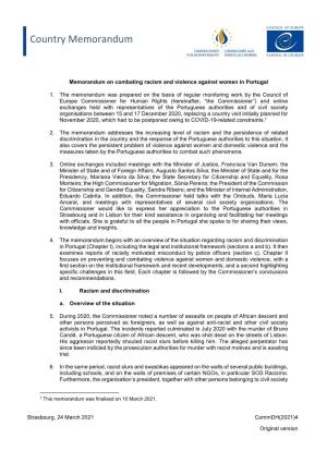 Memorandum on Combating Racism and Violence Against Women in Portugal
