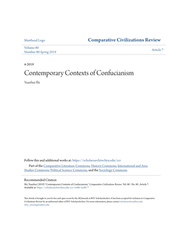 Contemporary Contexts of Confucianism Yuanhui Shi