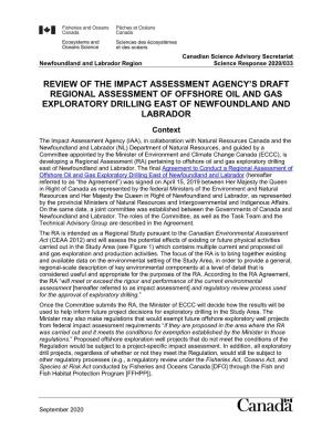 Review of the Impact Assessment Agency's Draft Regional