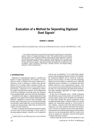 Evaluationof a Method for Separating Digitized Duet Signals*