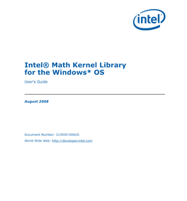 Intel(R) Math Kernel Library for the Windows* OS User's Guide