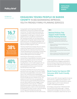 Policy Brief. Engaging Young People in Narok County, Kenya