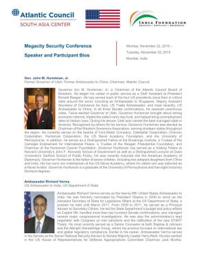Megacity Security Conference Speaker and Participant Bios