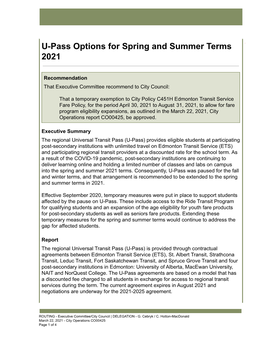 CO00425 U-Pass Options for Spring and Summer Terms 2021 Report.Pdf