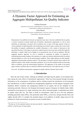 A Dynamic Factor Approach for Estimating an Aggregate Multipollutant Air Quality Indicator