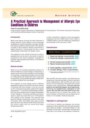 A Practical Approach to Management of Allergic Eye Conditions in Children
