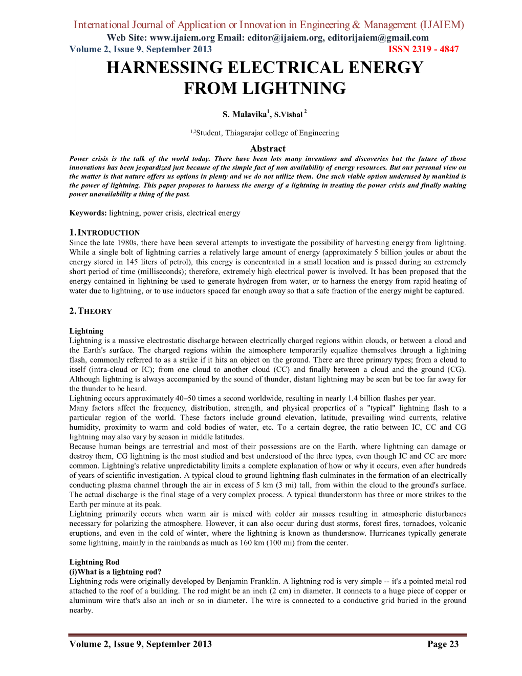 Harnessing Electrical Energy from Lightning