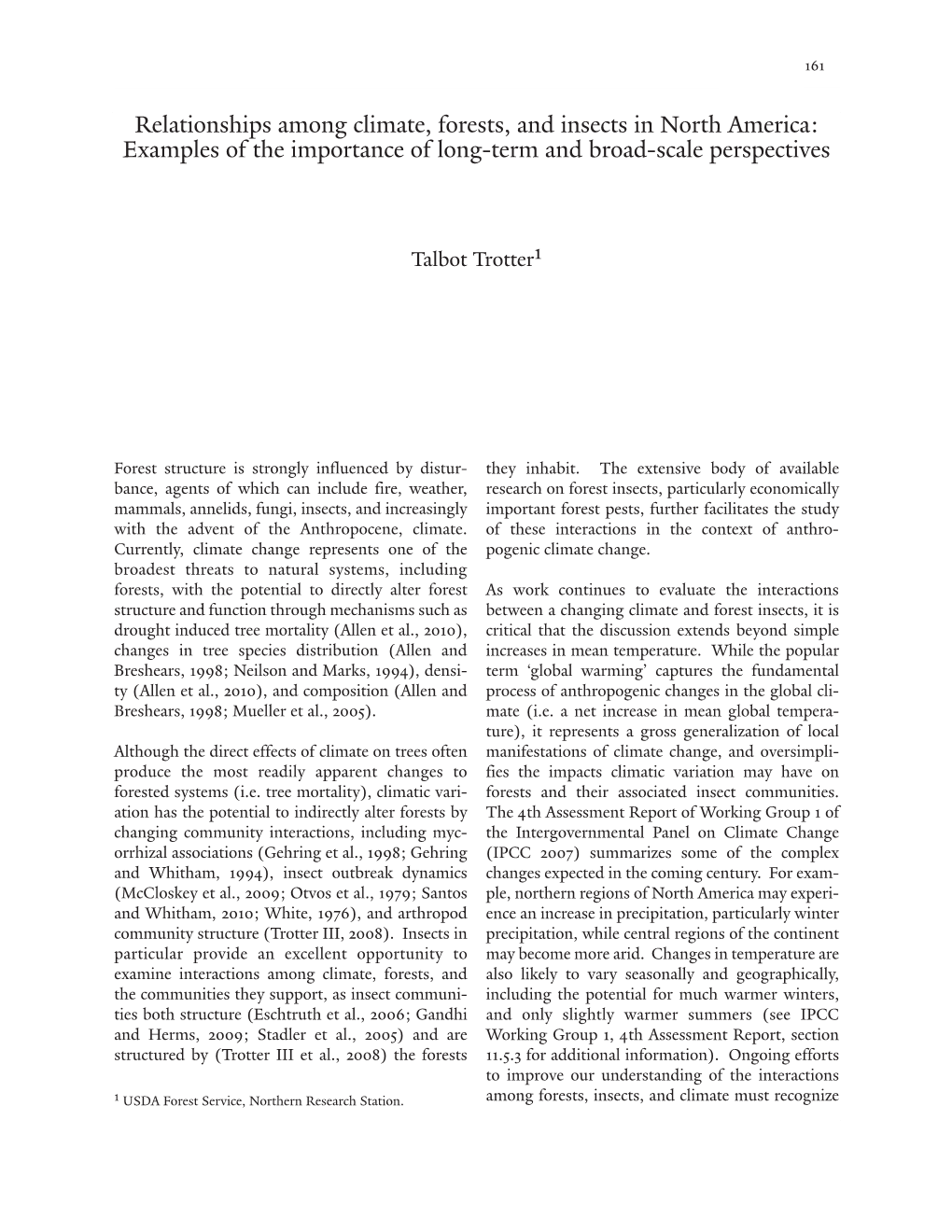 Relationships Among Climate, Forests, and Insects in North America: Examples of the Importance of Long-Term and Broad-Scale Perspectives