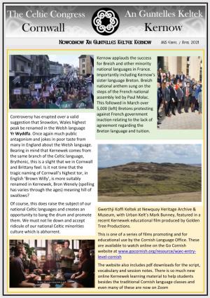 Celtic Congress Cornwall Newsletter