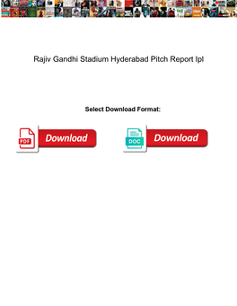 Rajiv Gandhi Stadium Hyderabad Pitch Report Ipl