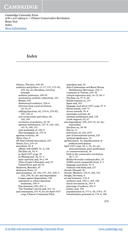Cambridge University Press 978-1-107-19623-0 — China's Conservative Revolution Brian Tsui Index More Information