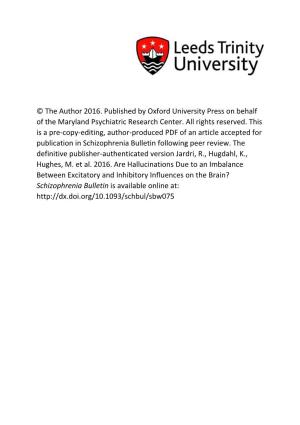 The Author 2016. Published by Oxford University Press on Behalf of the Maryland Psychiatric Research Center