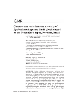 Chromosome Variations and Diversity of Epidendrum Ibaguense Lindl. (Orchidaceae) on the Tepequém’S Tepuy, Roraima, Brazil