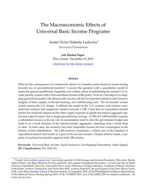 The Macroeconomic Effects of Universal Basic Income Programs