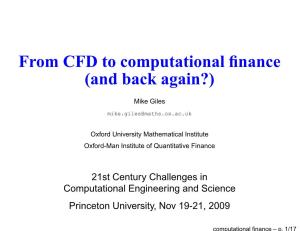 From CFD to Computational Finance