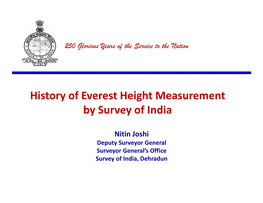 History of Everest Height Measurement by Survey of India