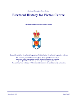 Pictou Centre Electoral History for Pictou Centre