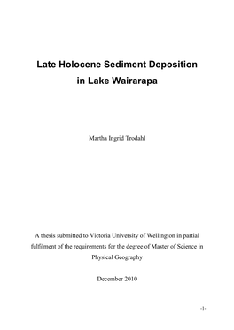 Late Holocene Sediment Deposition in Lake Wairarapa