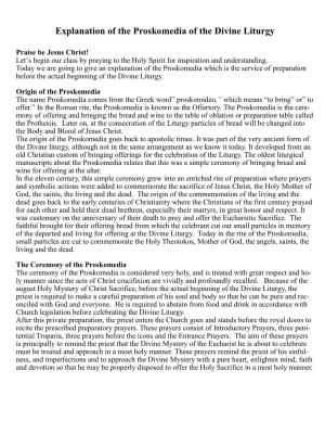 Explanation of the Proskomedia of the Divine Liturgy