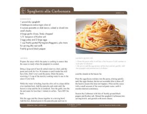 Spaghetti Alla Carbonara SERVES 4-6
