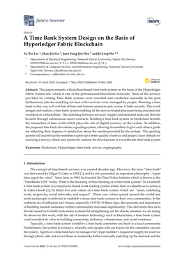 A Time Bank System Design on the Basis of Hyperledger Fabric Blockchain