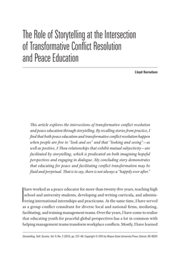 The Role of Storytelling at the Intersection of Transformative Conflict Resolution and Peace Education