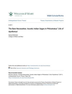 The Bare Necessities: Ascetic Indian Sages in Philostratus' 'Life of Apollonius'