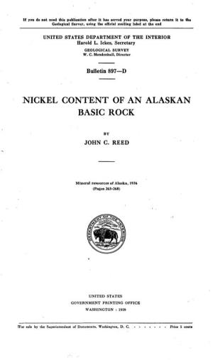 Nickel Content of an Alaskan Basic Rock