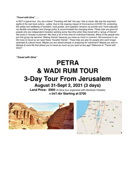 Petra, Jordan August 31-Sept 2, 2021